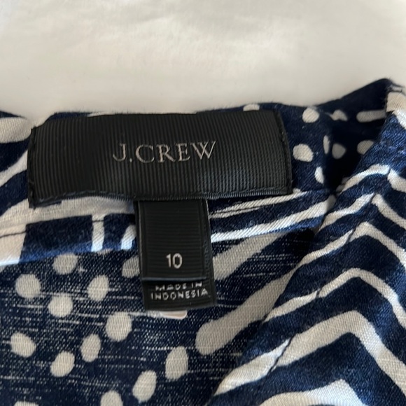 Blue and White J. Crew Linen Jump Suit side pockets 2 decorative back pockets - Picture 9 of 9